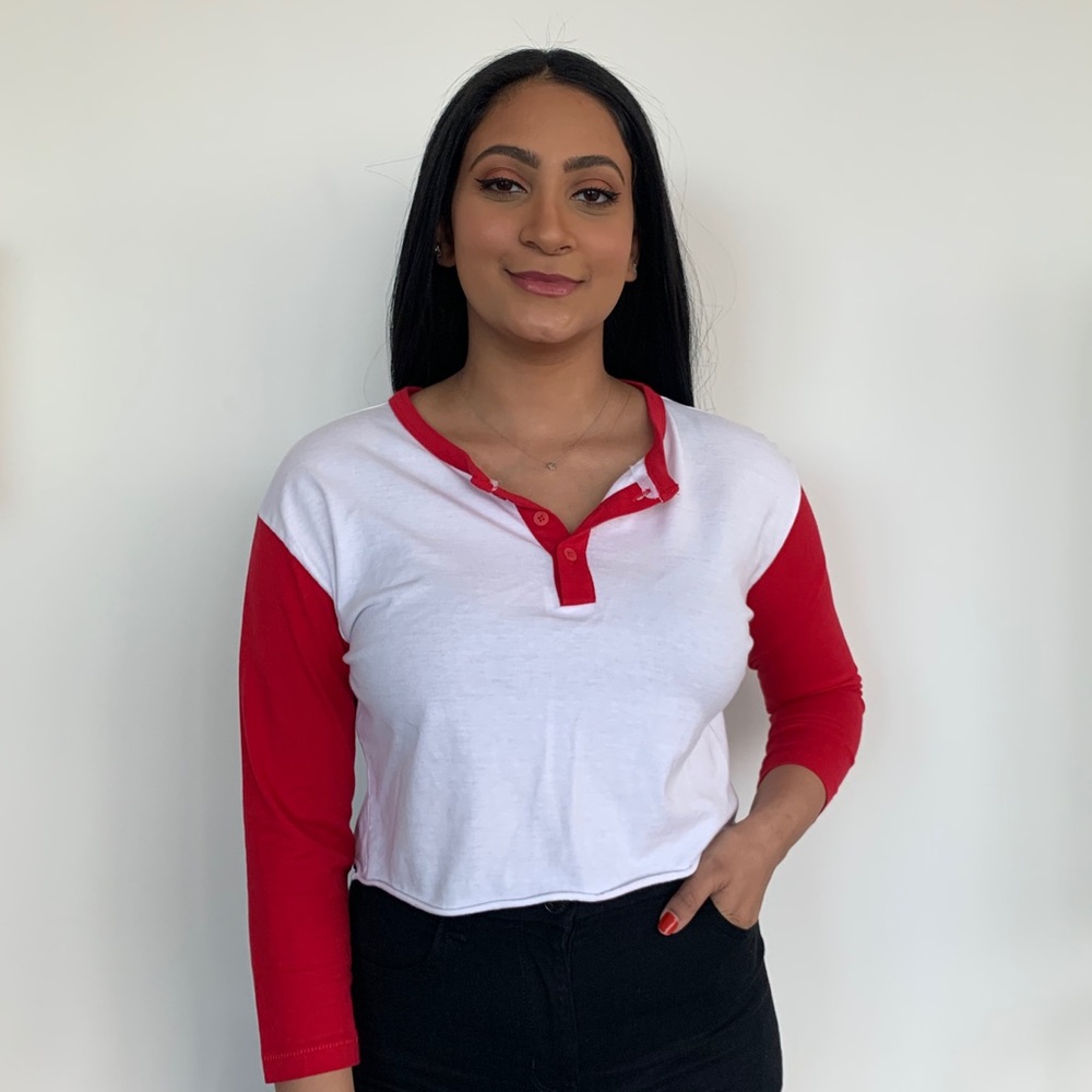 Crop 3/4 sleeve t shirt